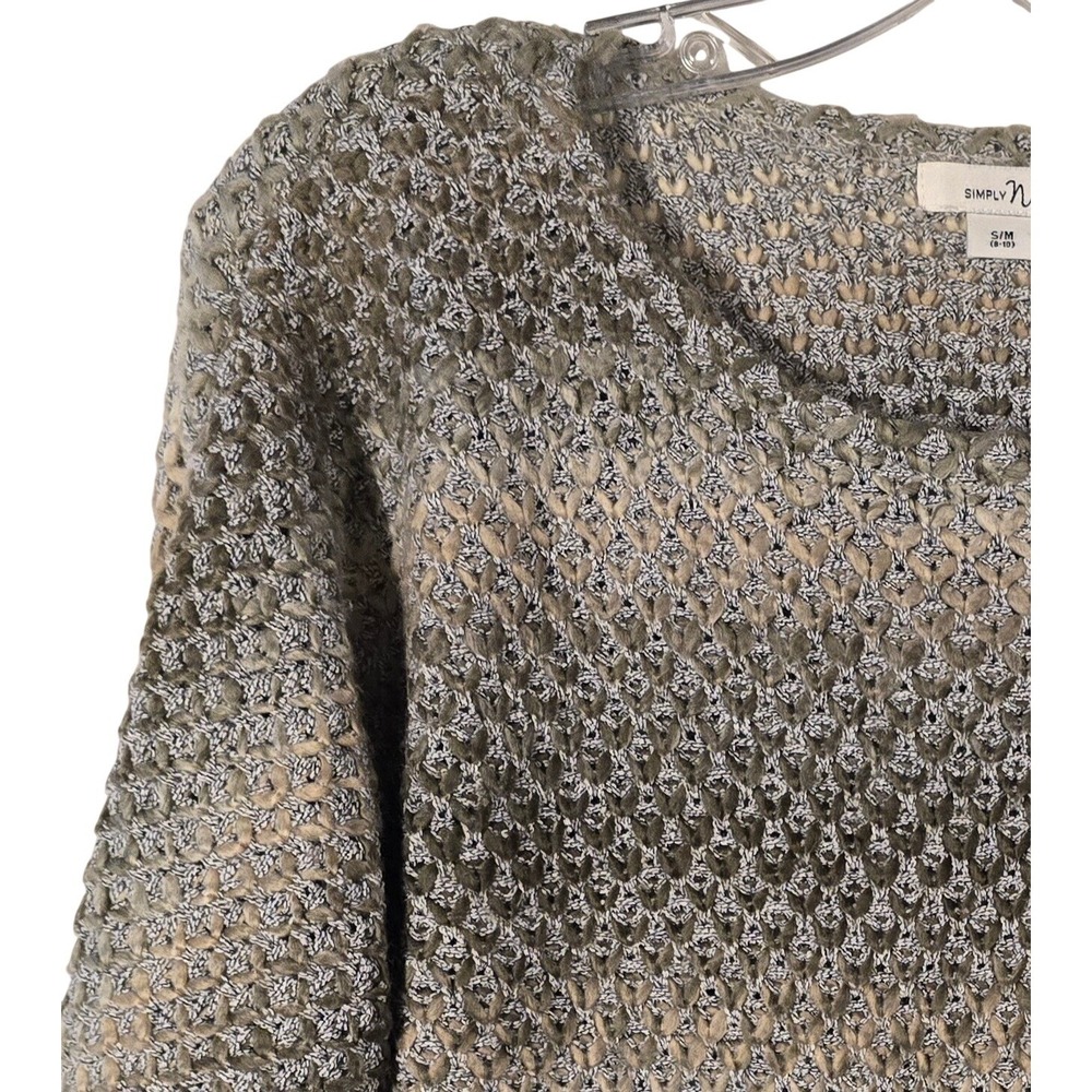 Ombre Olive Beige Textured Sweater‎ Round Neck 3/4 Sleeve Size S/M
